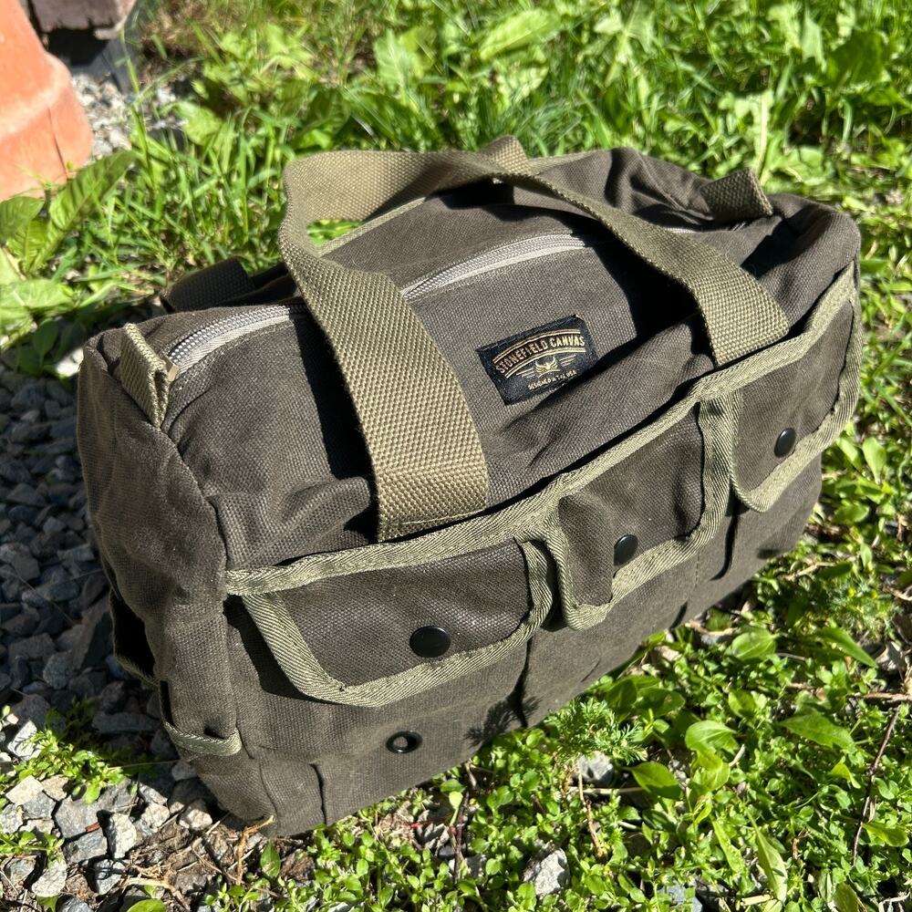 Tactical Shoulder Bag Waxed Canvas Military Go Bag Prepper Patrol Ready Green